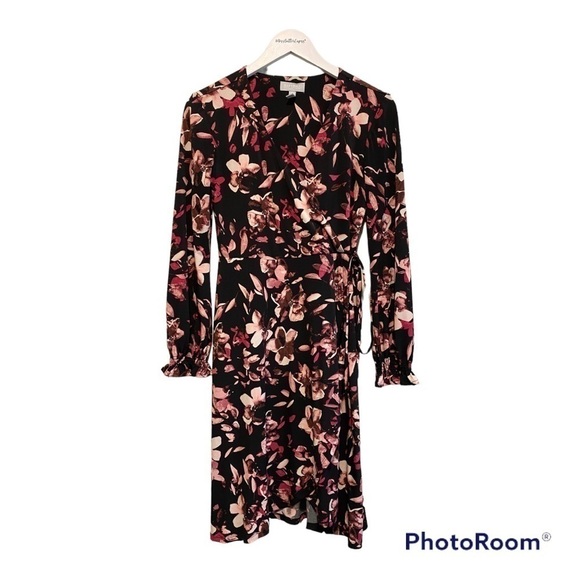 Ellen Tracy Collection Floral Mock Wrap Dress | Long Sleeve | Size - Picture 1 of 12